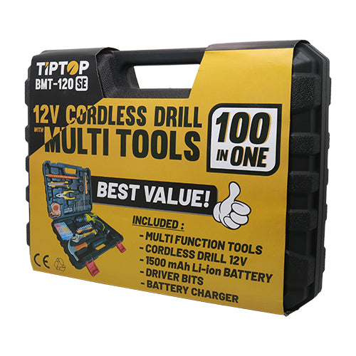 Tip Top BMT-120SE 12V Cordless Drill with Tools / Bor Obeng Baterai Dengan Pekakas 100Pcs