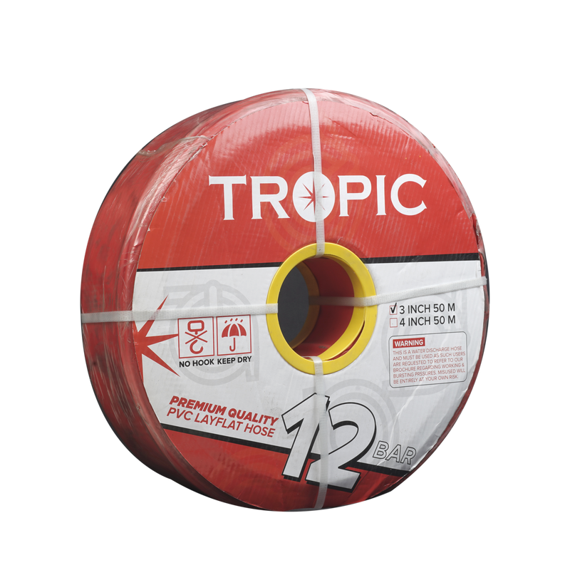 Tropic Premium PVC LAYFLAT HOSE 12 Bar 3 INCH 50M Merah